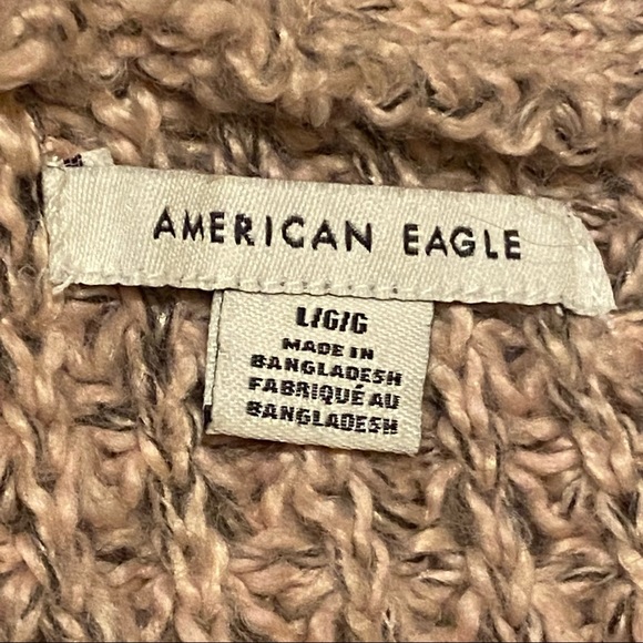 AEO Chunky Knit Long Duster Open Front Dusty Rose Pink Sweater Women's L Large - Picture 2 of 8